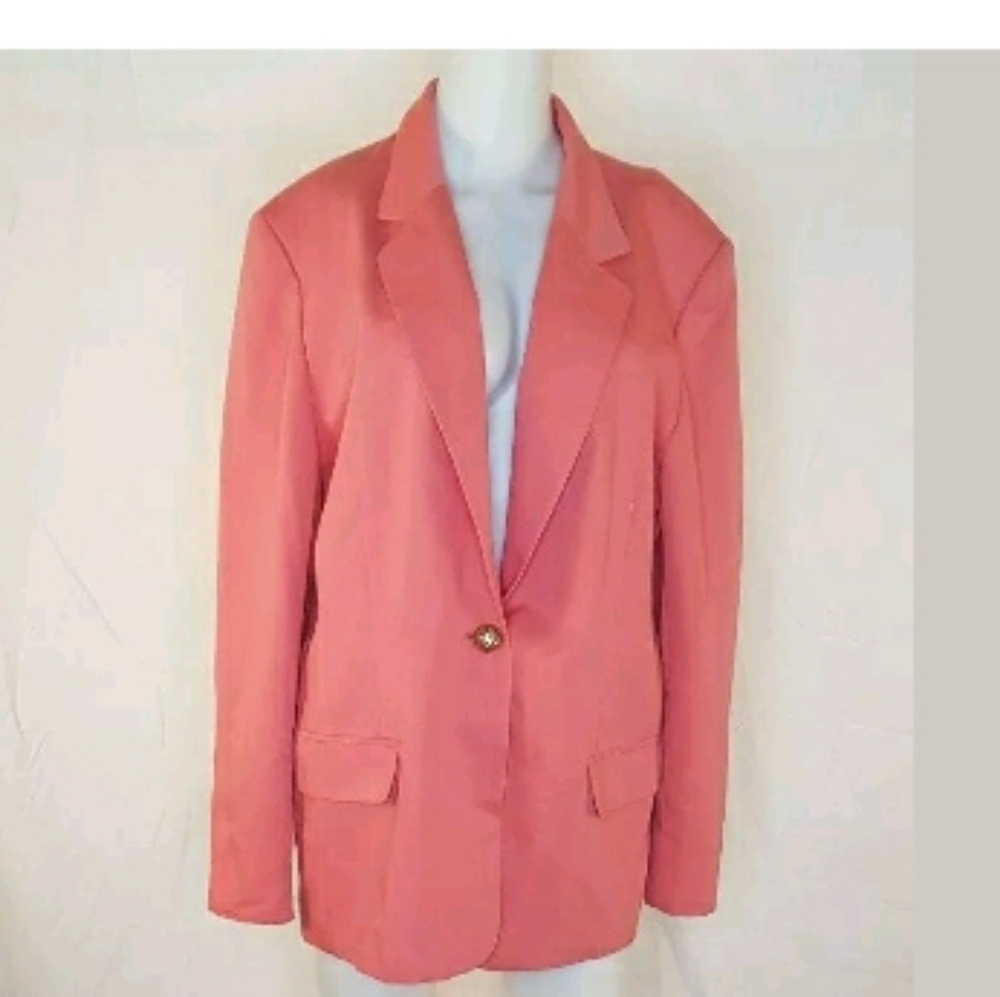 Pendleton Peach Blazer One Button pockets Size 14